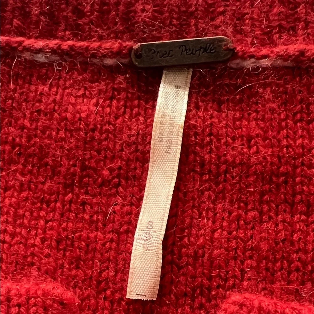 Free People Red and Gray Reindeer Sweater